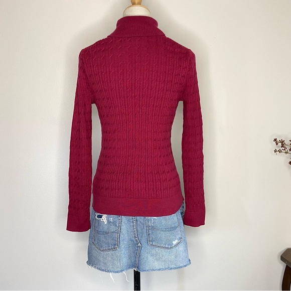 Burgundy knit turtleneck sweater with ribbed texture - Picture 4 of 5